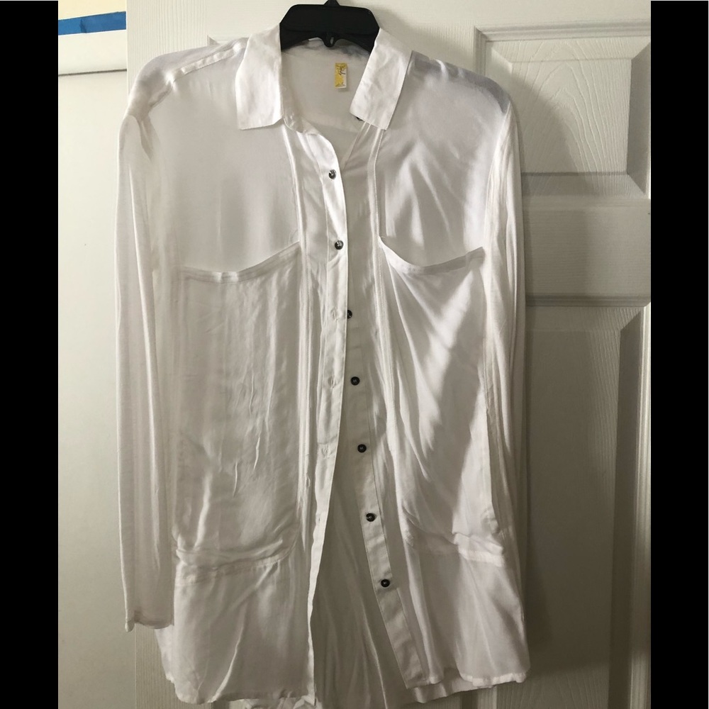 Free People sheer white cotton blouse size S